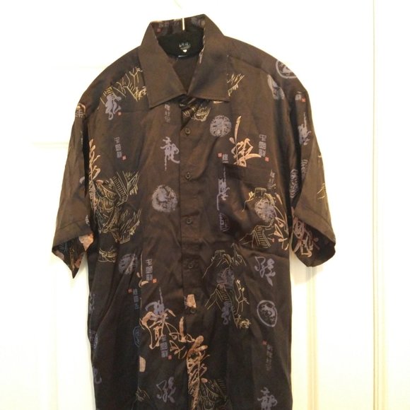 Men's/Unisex Black Silk Shirt - Picture 2 of 7